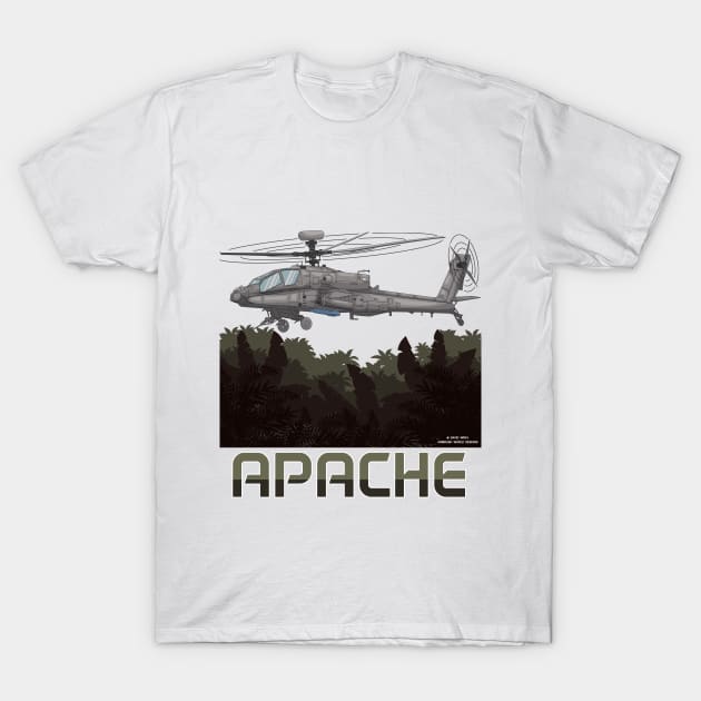 Apache Attack Helicopter Military Armed Forces Novelty Gift T-Shirt by Airbrush World